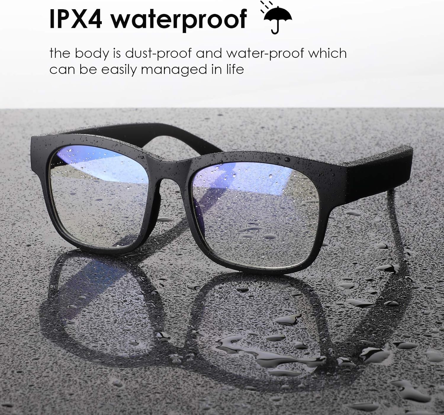 Smart Audio Glasses with Wireless Bluetooth, Polarized Lenses, and IPX4 Waterproof Rating