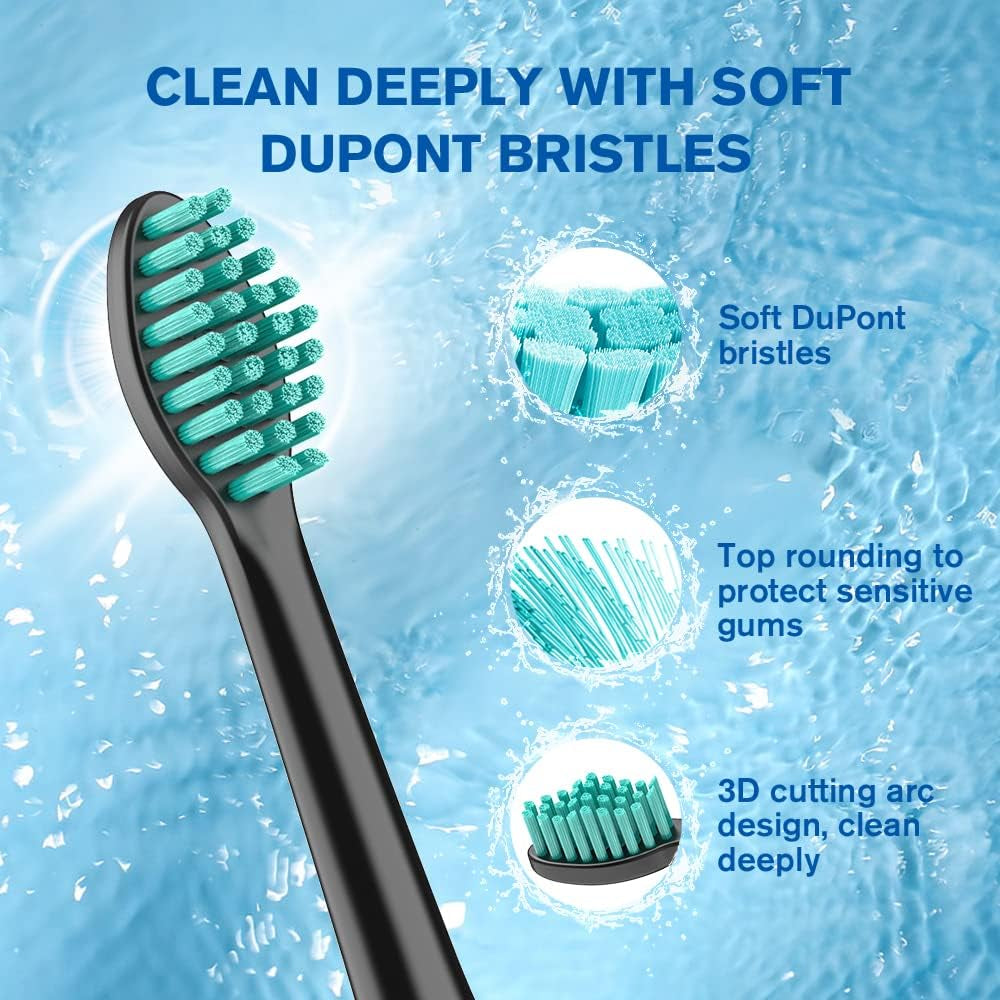 Advanced Sonic Electric Toothbrush for Adults with 10 Replacement Heads, Travel Case, Soft Bristles, IPX7 Waterproof Rating, Smart Timer, and Battery Operated Design