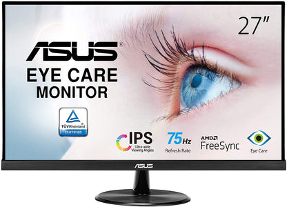 VP279HE 27-Inch Full HD Monitor, 1080P, 75Hz, IPS Technology, Adaptive-Sync/Freesync, Eye Care Features, HDMI and VGA Connectivity, Frameless Design, Low Blue Light, Flicker-Free, VESA Mount Compatible