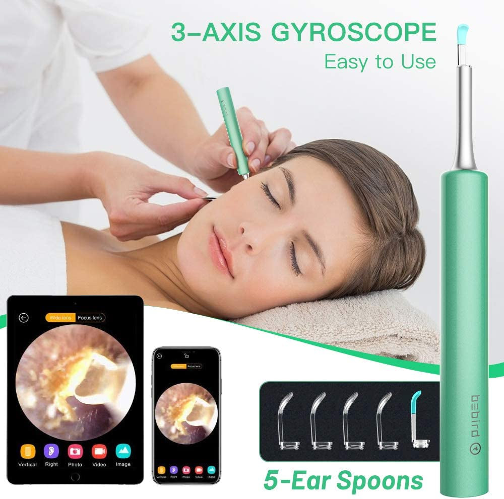Wireless Ear Wax Removal Endoscope with 1080P FHD Camera and 6 LED Lights, Compatible with iPhone, iPad, and Android Devices (Blue)