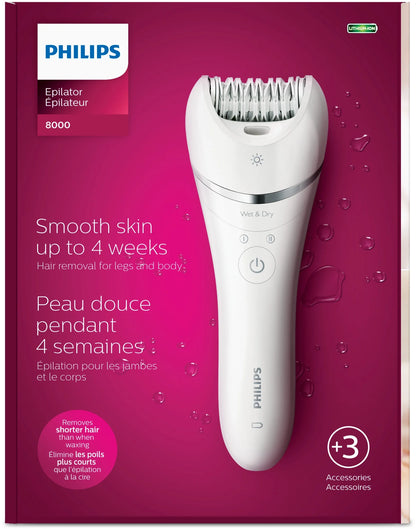 Epilator Series 8000 for Women, with 3 Accessories, BRE700/04