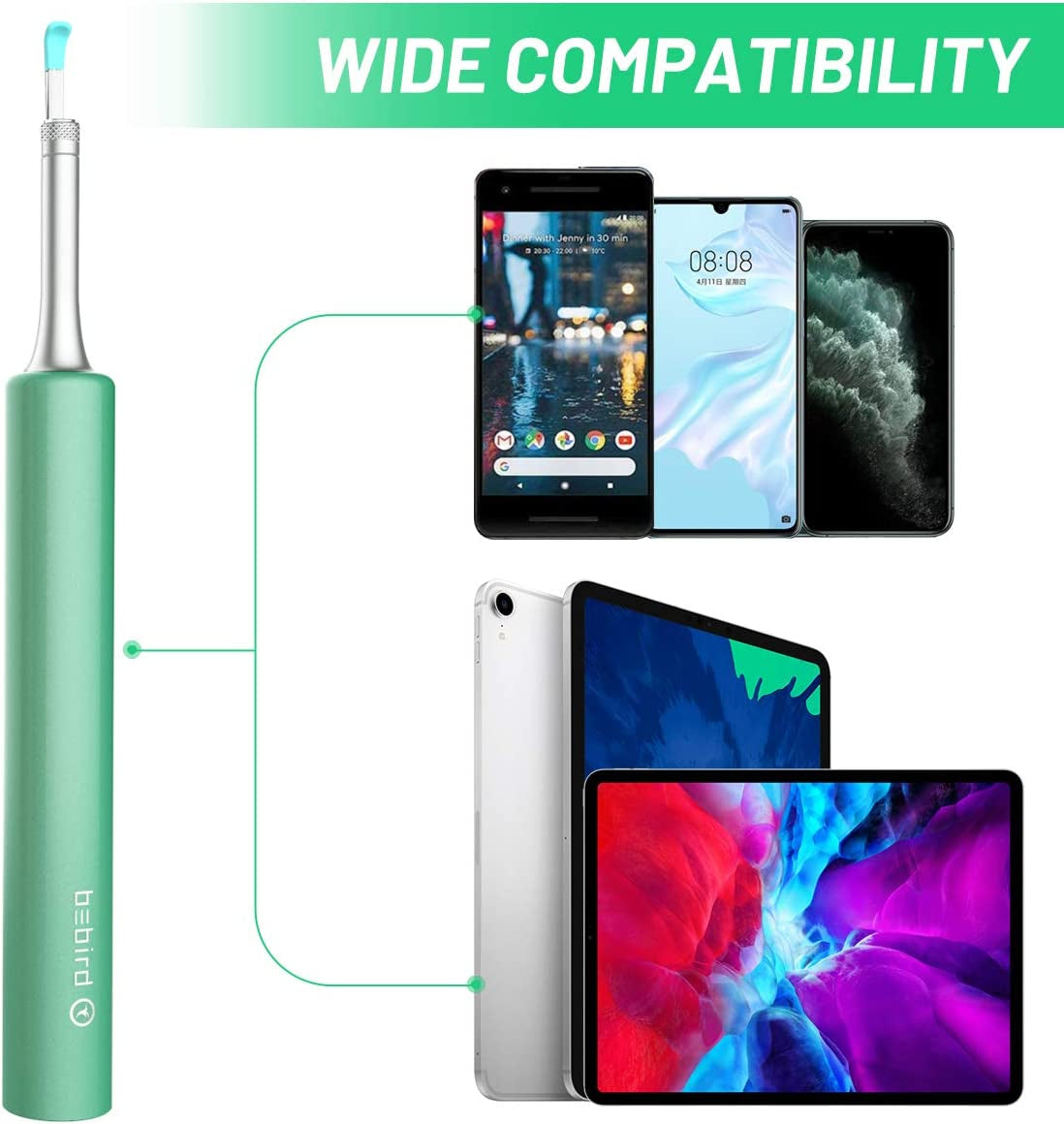 Wireless Ear Wax Removal Endoscope with 1080P FHD Camera and 6 LED Lights, Compatible with iPhone, iPad, and Android Devices (Blue)