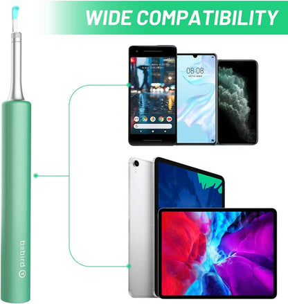 Wireless Ear Wax Removal Endoscope with 1080P FHD Camera and 6 LED Lights, Compatible with iPhone, iPad, and Android Devices (Blue)