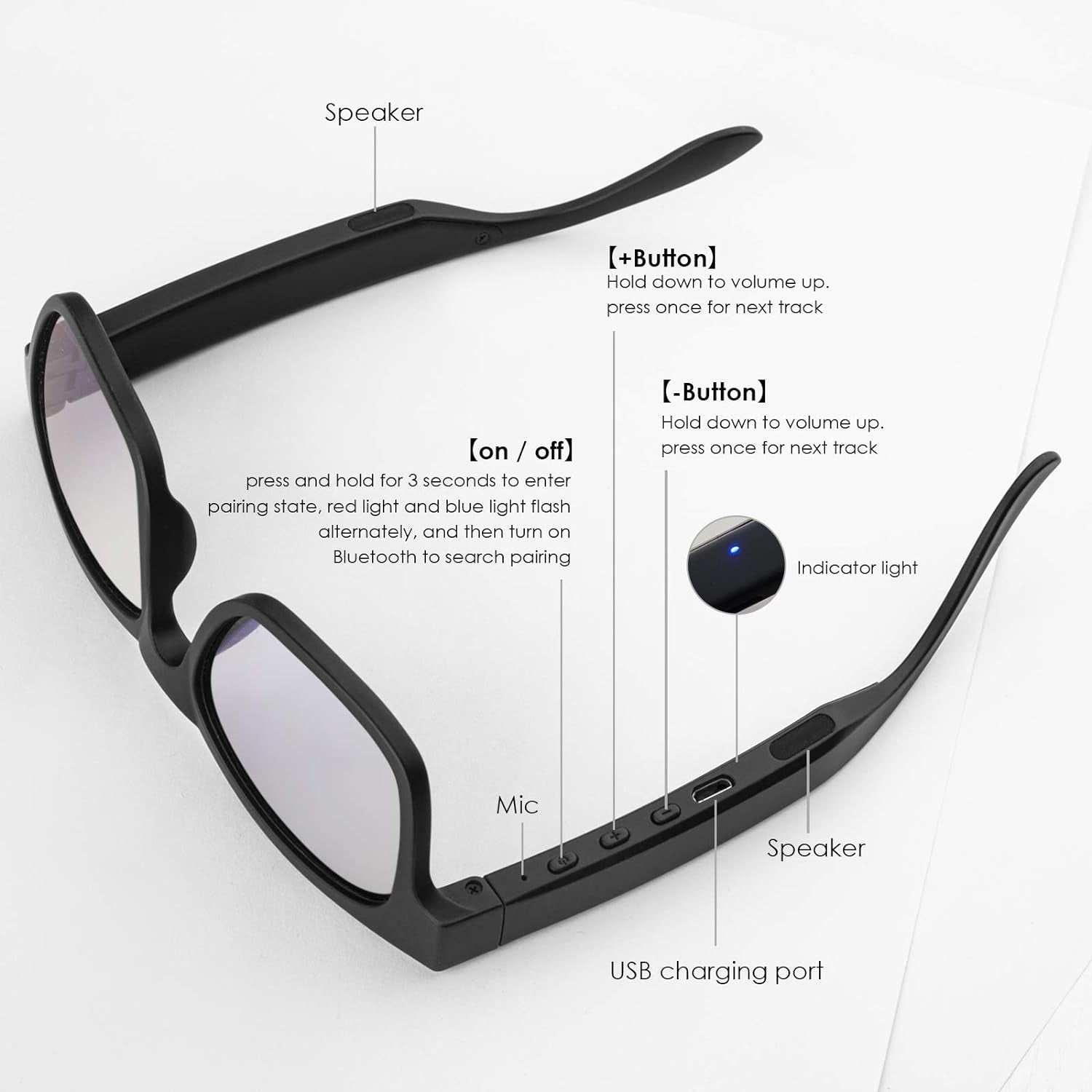Smart Audio Glasses with Wireless Bluetooth, Polarized Lenses, and IPX4 Waterproof Rating